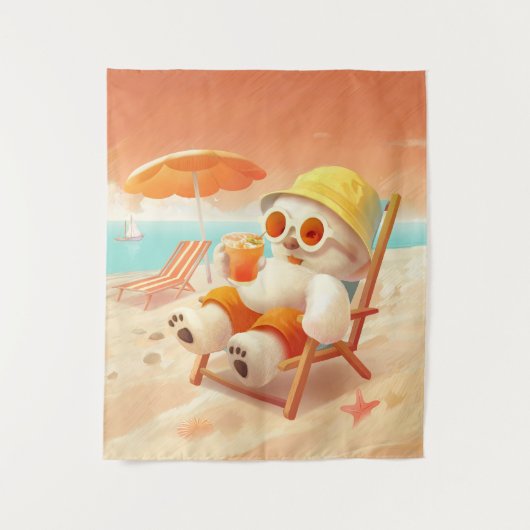 Lächeln Dog - Strandmodus eingeschaltet Wandteppich (Vorderseite)