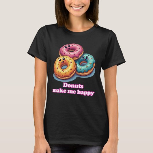 Lächeln Donuts macht mich glücklich Feinschmecker  T-Shirt (Vorderseite)