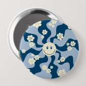 Lächeln - Dunkelblau, hellblau und Creme Button (Vorne & Hinten)