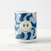 Lächeln - Dunkelblau, hellblau und Creme Kaffeetasse (Mittel)