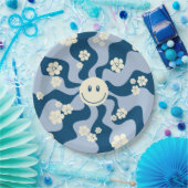 Lächeln - Dunkelblau, hellblau und Creme Pappteller (Party)