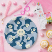 Lächeln - Dunkelblau, hellblau und Creme Pappteller (Party)