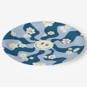 Lächeln - Dunkelblau, hellblau und Creme Pappteller (Schrägansicht)