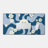 Lächeln - Dunkelblau, hellblau und Creme Schreibtischunterlage (Tastatur & Maus)