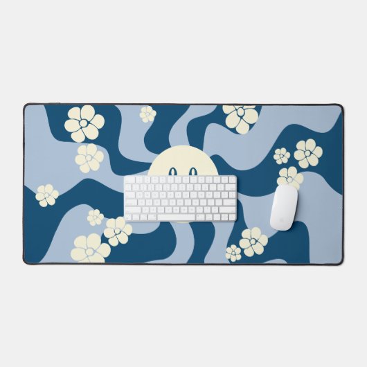 Lächeln - Dunkelblau, hellblau und Creme Schreibtischunterlage (Tastatur & Maus)
