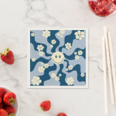 Lächeln - Dunkelblau, hellblau und Creme Serviette (Beispiel)