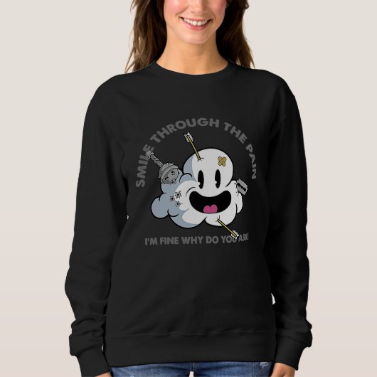 Lächeln durch den Schmerz Emo Traurig Gebrochenes  Sweatshirt (Vorderseite)