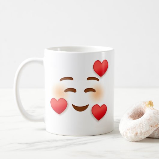 Lächeln Emoji mit Herz Kaffeetasse (Mit Donut)