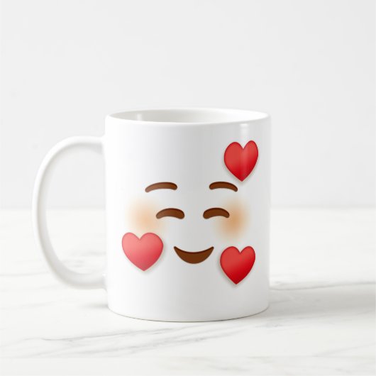 Lächeln Emoji mit Herz Kaffeetasse (Links)
