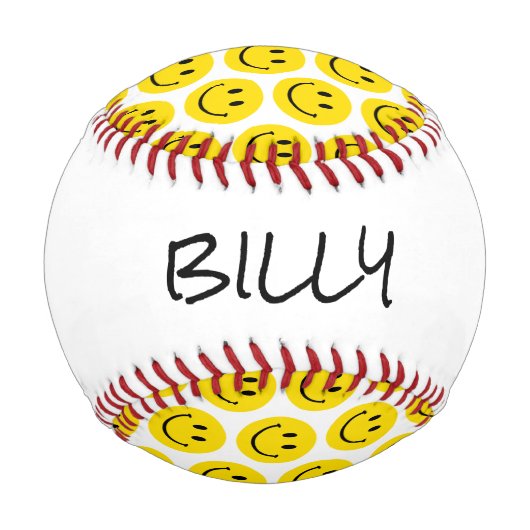 Lächeln Emoji NAME Happy Face Sports Fun Retro Kin Baseball (Rückseite)