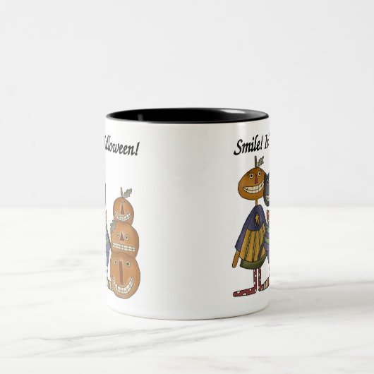 Lächeln Es ist Halloween Zweifarbige Tasse (Mittel)