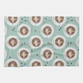 Lächeln Es ist Zeit für Kaffee-Choc-Minze Geschirrtuch (Horizontal)