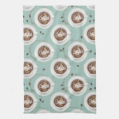 Lächeln Es ist Zeit für Kaffee-Choc-Minze Geschirrtuch (Vertikal)