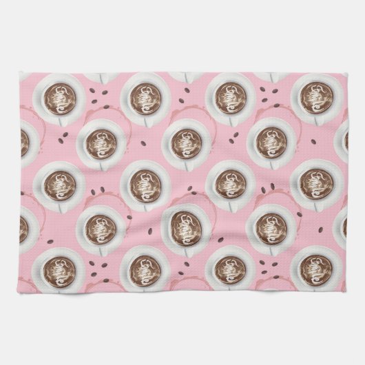 Lächeln Es ist Zeit für Kaffee - High Tea Pink Geschirrtuch (Horizontal)