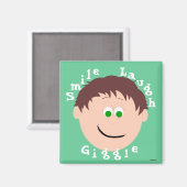 Lächeln Faces Brown Hair Green Mit Augen Boy Magnet (Vorderseite/Rückseite)