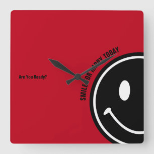 Lächeln für Happy Today Quadratische Wanduhr