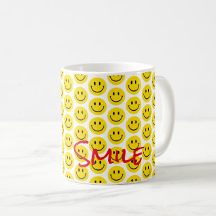 Lächeln Gelb Schwarz-weiß Happy Face Kaffeetasse