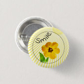 Lächeln - Gelber Frühlingshuhn florale Fotografie  Button (Vorne & Hinten)