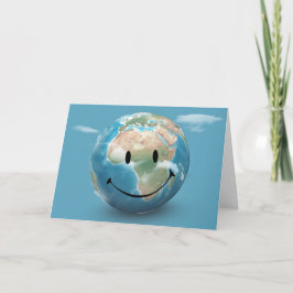 Lächeln Gesicht auf der Erde Globe Karte