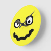 Lächeln Gesicht Funny Niedlich Gelb Runde Wanduhr (Winkel)