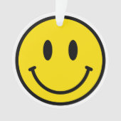 Lächeln Gesicht gelb Schwarz-weiß Happy Face Emoji Ornament (Vorderseite)