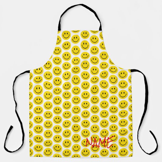 Lächeln Gesicht gelb Schwarz-weiß Happy Individuel Schürze (Vorderseite)