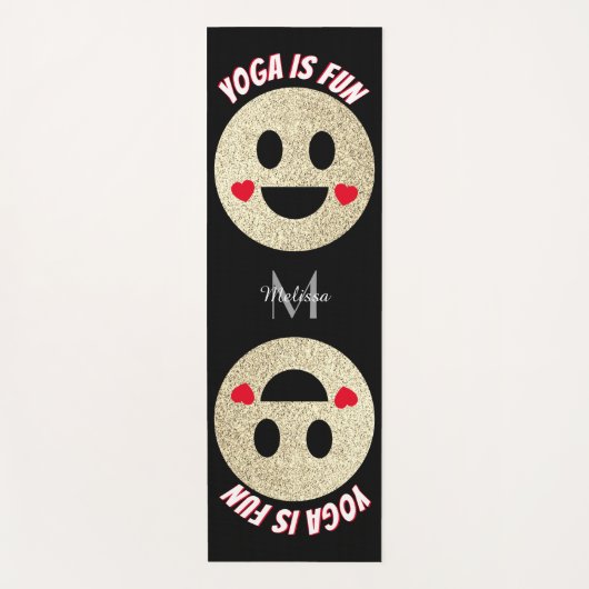 Lächeln Gesicht Glitzern Herz Yoga macht Spaß Mono Yogamatte (Vorderseite)