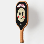 Lächeln Gesicht Gold Glitzern dunkle Mongram Pickleball Schläger (Links)