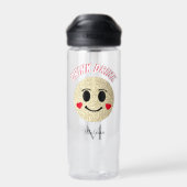 Lächeln Gesicht Gold Glitzern Herzen trinken Monog Trinkflasche (Rückseite)