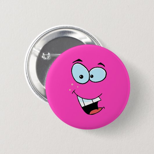 Lächeln Gesicht hell rosa Button (Vorne & Hinten)