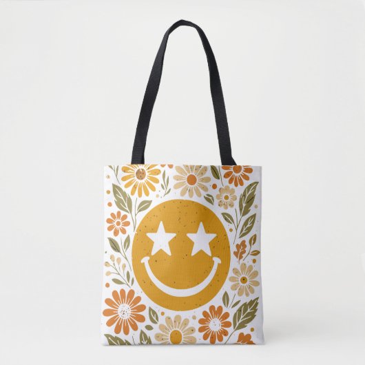 Lächeln Gesicht mit Blume boho Tasche (Vorderseite)