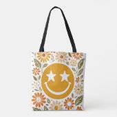Lächeln Gesicht mit Blume boho Tasche (Rückseite)