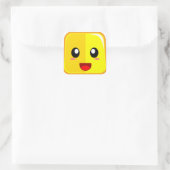 Lächeln Gesicht mit Open Mouth Funny Emoji Quadratischer Aufkleber (Tasche)