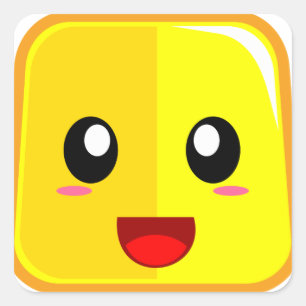 Lächeln Gesicht mit Open Mouth Funny Emoji Quadratischer Aufkleber