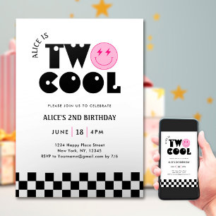 Lächeln Gesicht Retro 2. Cooler Geburtstag Einladung