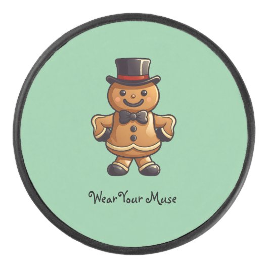 Lächeln Gingerbread Gentleman Eishockey Puck (Vorderseite)