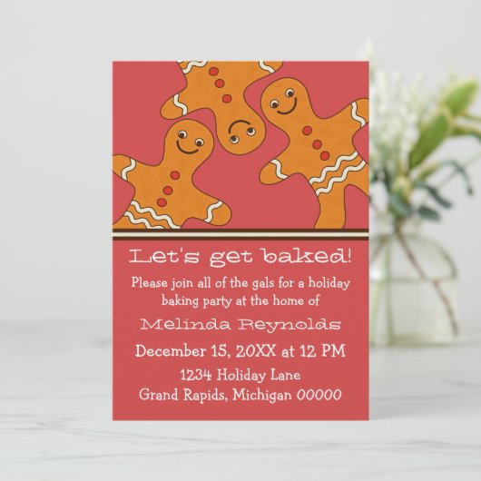 Lächeln Gingerbread Männer Weihnachts-Party einlad Einladung (Stehend Vorderseite)