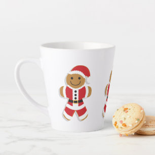 Lächeln Gingerbrot Mann Weihnachtsfeiertag Milchtasse