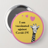 Lächeln Giraffe Ich bin geimpft Button (Vorne & Hinten)