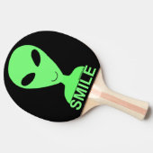 Lächeln glücklich Alien Geek Spaß Little Green Men Tischtennis Schläger (Seitenansicht)