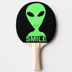 Lächeln glücklich Alien Geek Spaß Little Green Men Tischtennis Schläger