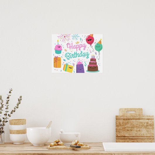 Lächeln glücklich Geburtstag Poster (Küche)