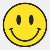 Lächeln glücklich Gesicht Emoji Yellow Schwarz-wei Runder Aufkleber (Vorderseite)