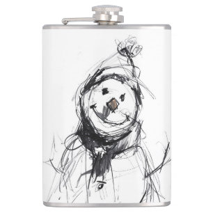Lächeln glücklich Snowman Vinyl Wrapped Flask Flachmann