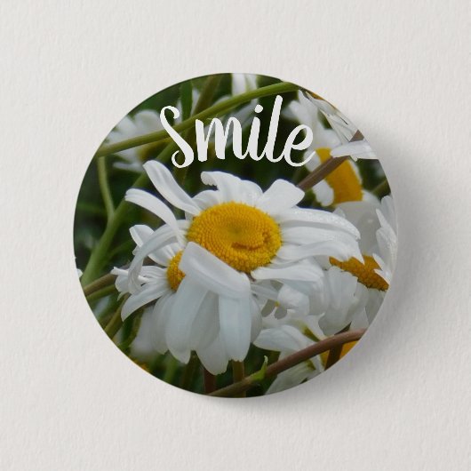 Lächeln - Glückliche Blume - Happy Face Lächeln Da Button (Vorderseite)