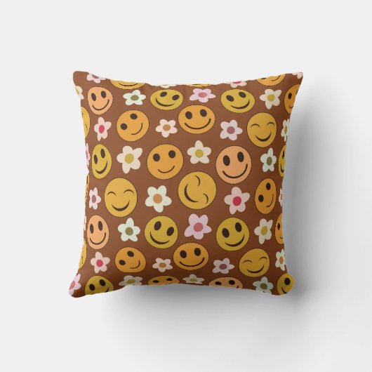 Lächeln glückliche Gesichter mit Blume Kinderzimme Kissen (Rückseite)