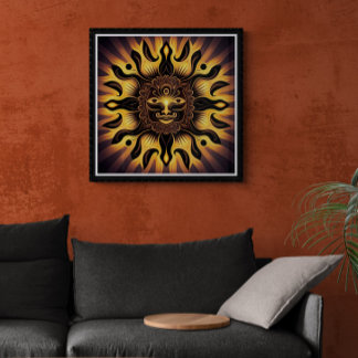Lächeln Gold Mandala Sun AI Art Poster