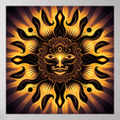 Lächeln Gold Mandala Sun AI Art Poster (Vorne)