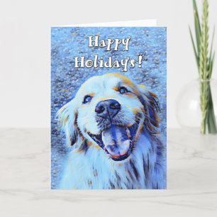 Lächeln Golden Retriever Dog Blue Art Weihnachten