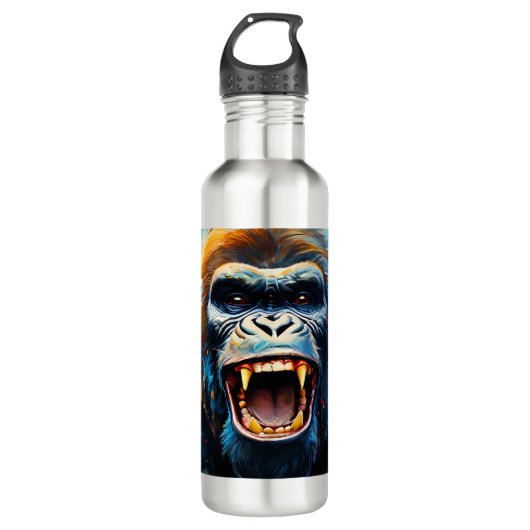 Lächeln Gorilla Edelstahlflasche (Vorderseite)